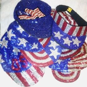 USA Flag Patriotic Sequin Bling Novelty Hats